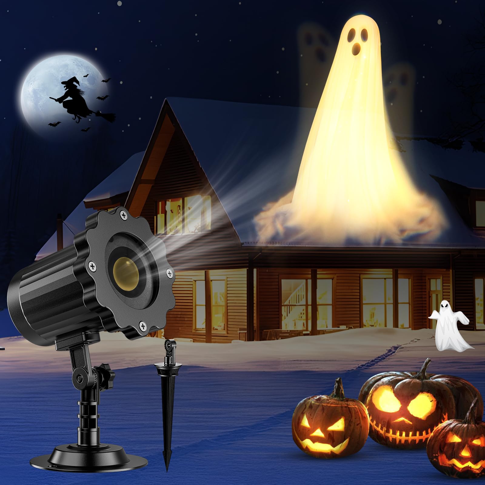 Halloween Outdoor Ghost Projector Lights, 3D Dynamic HD Patterns